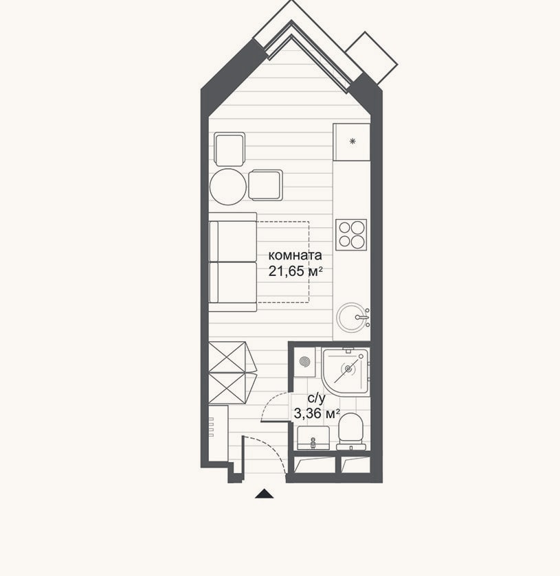 Планировка: Студия, 25 м²