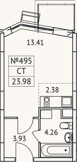 Планировка: Студия, 24 м²