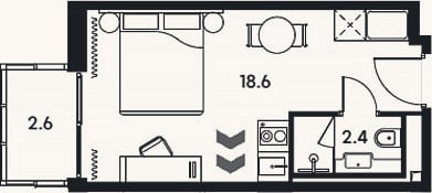 Планировка: Студия, 21 м²