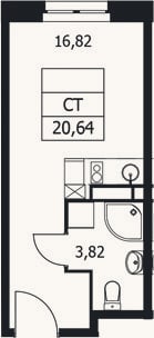 Планировка: Студия, 20,6 м²
