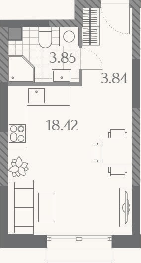 Планировка: Студия, 26,1 м²