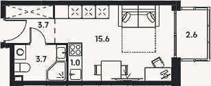 Планировка: Студия, 24 м²