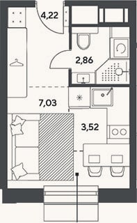 Планировка: Студия, 17,6 м²