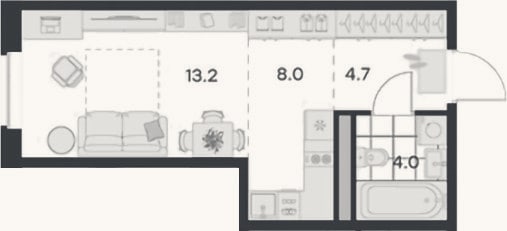 Планировка: Студия, 29,9 м²