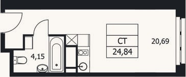 Планировка: Студия, 24,8 м²