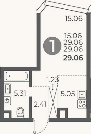 Планировка: Студия, 29,1 м²