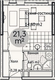 Планировка: Студия, 21,3 м²