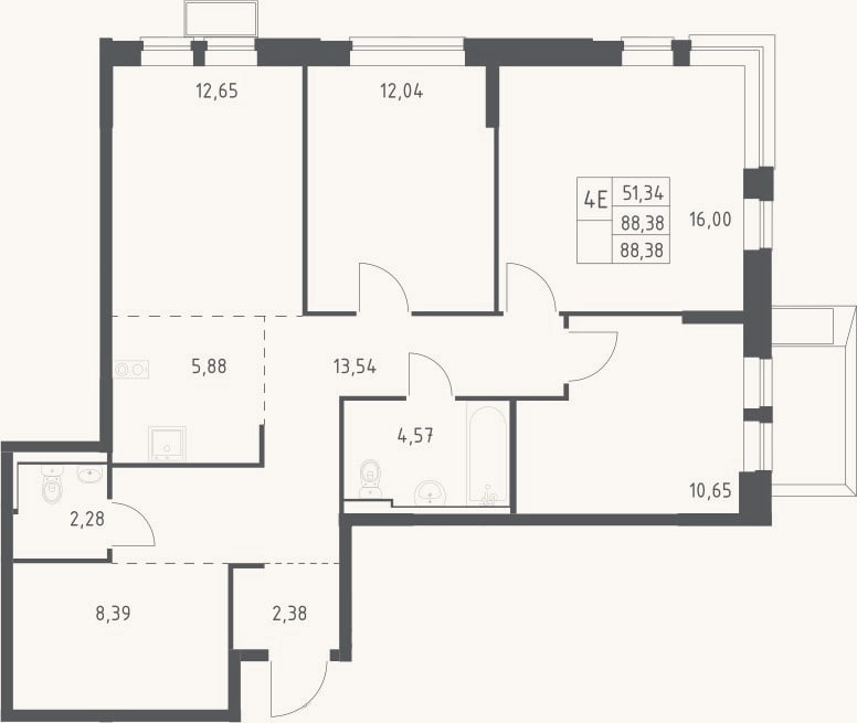 Планировка: 4+ к, 87,2 м²