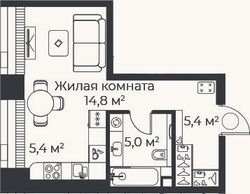 Планировка: Студия, 30,6 м²
