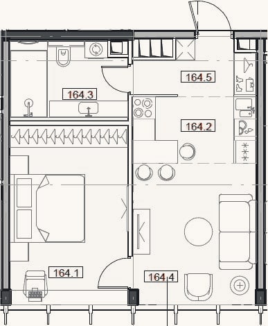Планировка: 2-к, 44 м²