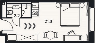 Планировка: Студия, 23,2 м²