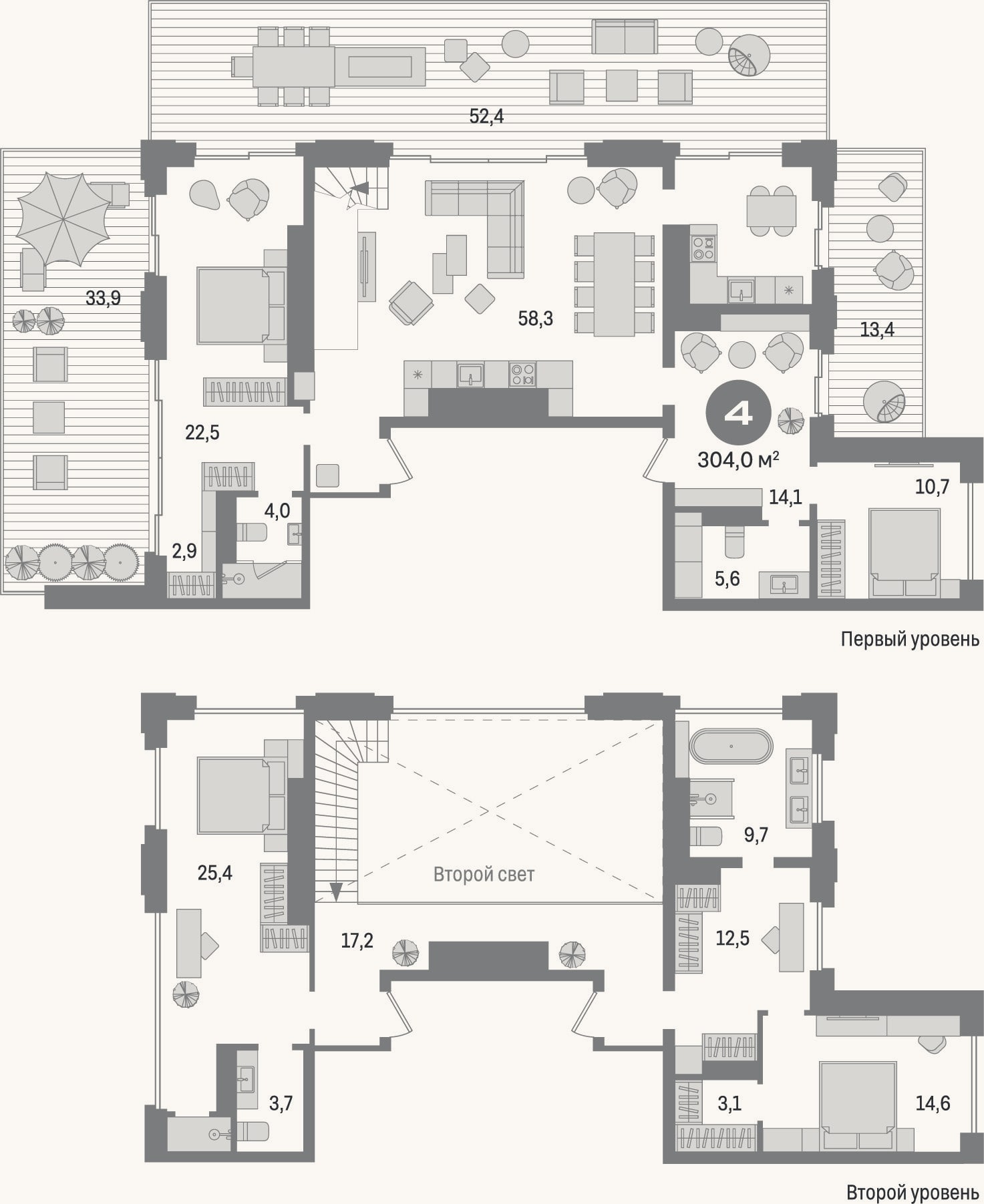 Планировка: 4+ к, 204,3 м²