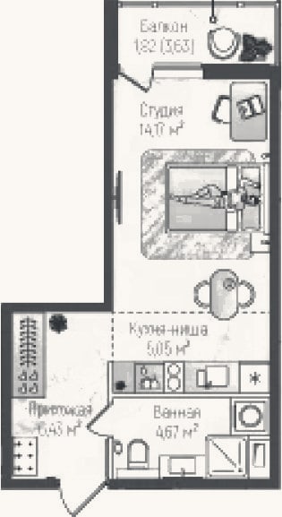 Планировка: Студия, 30,3 м²