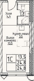 Планировка: Студия, 24,8 м²