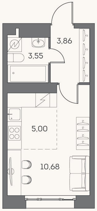 Планировка: Студия, 23,1 м²
