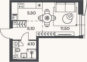 Планировка: Студия, 26 м²