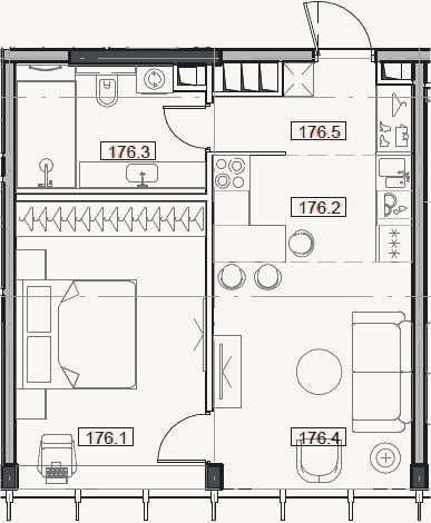 Планировка: 2-к, 44,1 м²