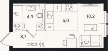 Планировка: Студия, 23,2 м²
