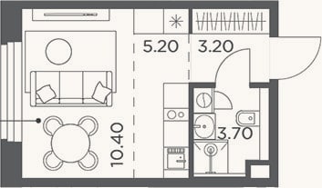 Планировка: Студия, 22,5 м²