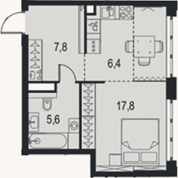 Планировка: Студия, 37,6 м²