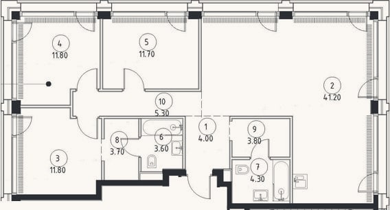Планировка: 4+ к, 101,2 м²