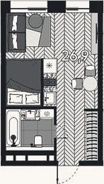 Планировка: Студия, 26,9 м²