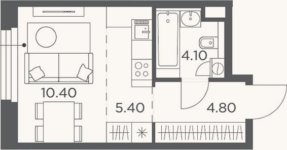 Планировка: Студия, 24,7 м²