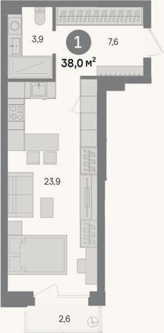Планировка: Студия, 35,4 м²