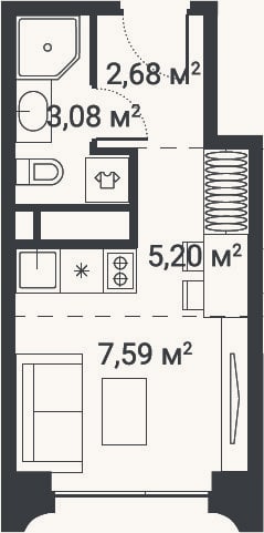 Планировка: Студия, 18,6 м²