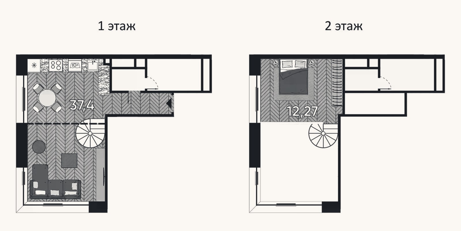 Планировка: 2-к, 50,2 м²