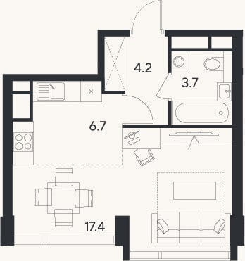 Планировка: Студия, 32 м²