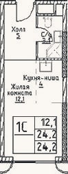 Планировка: Студия, 24,2 м²