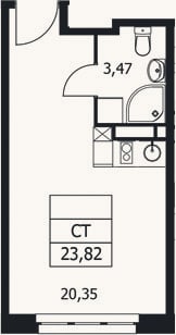 Планировка: Студия, 23,8 м²