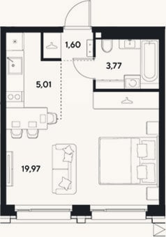 Планировка: Студия, 30,4 м²