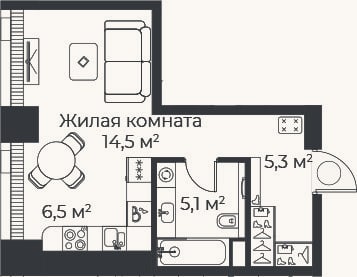 Планировка: Студия, 31,4 м²