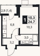 Планировка: Студия, 23,3 м²