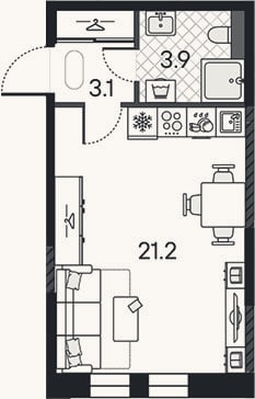 Планировка: Студия, 28,2 м²