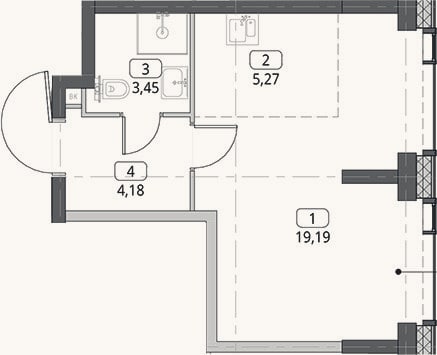 Планировка: Студия, 32,1 м²