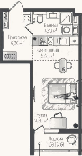 Планировка: Студия, 30,2 м²