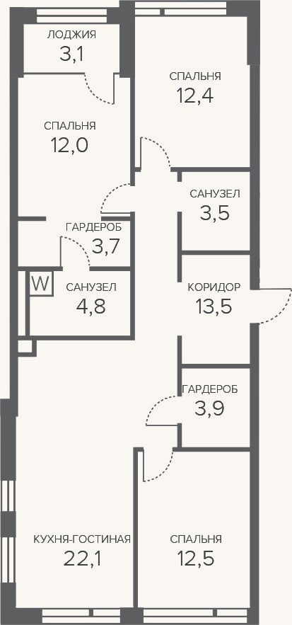 Планировка: 4+ к, 88,1 м²