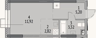 Планировка: Студия, 23,5 м²