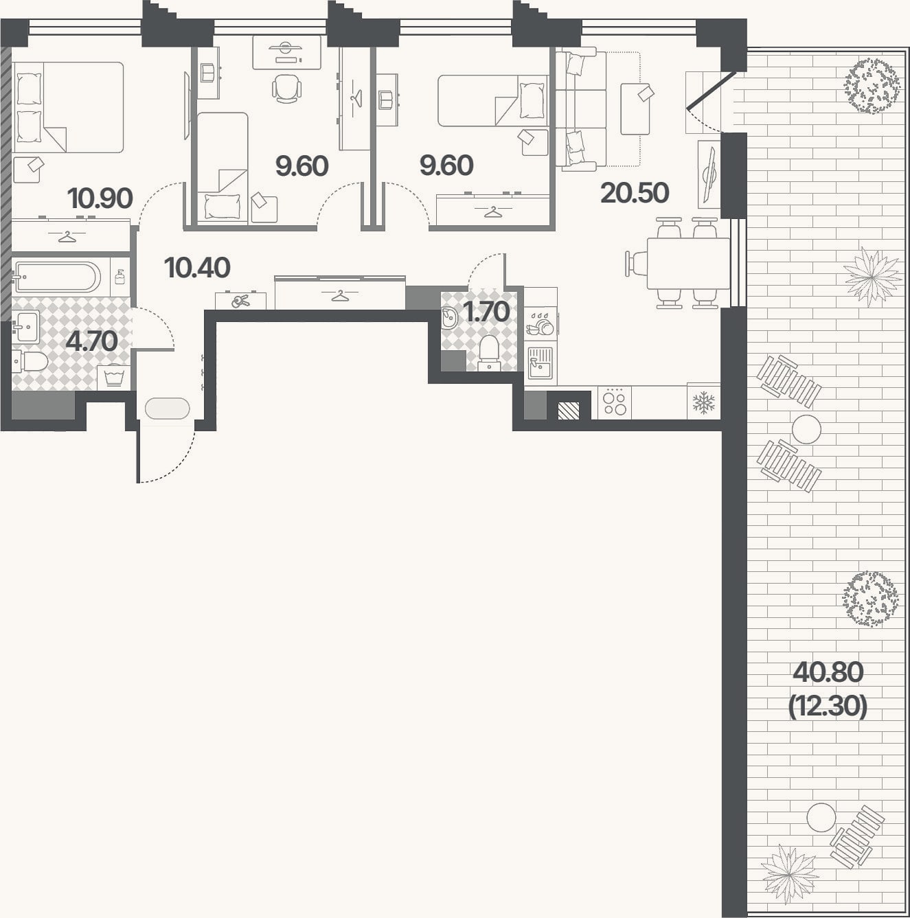 Планировка: 4+ к, 67,4 м²