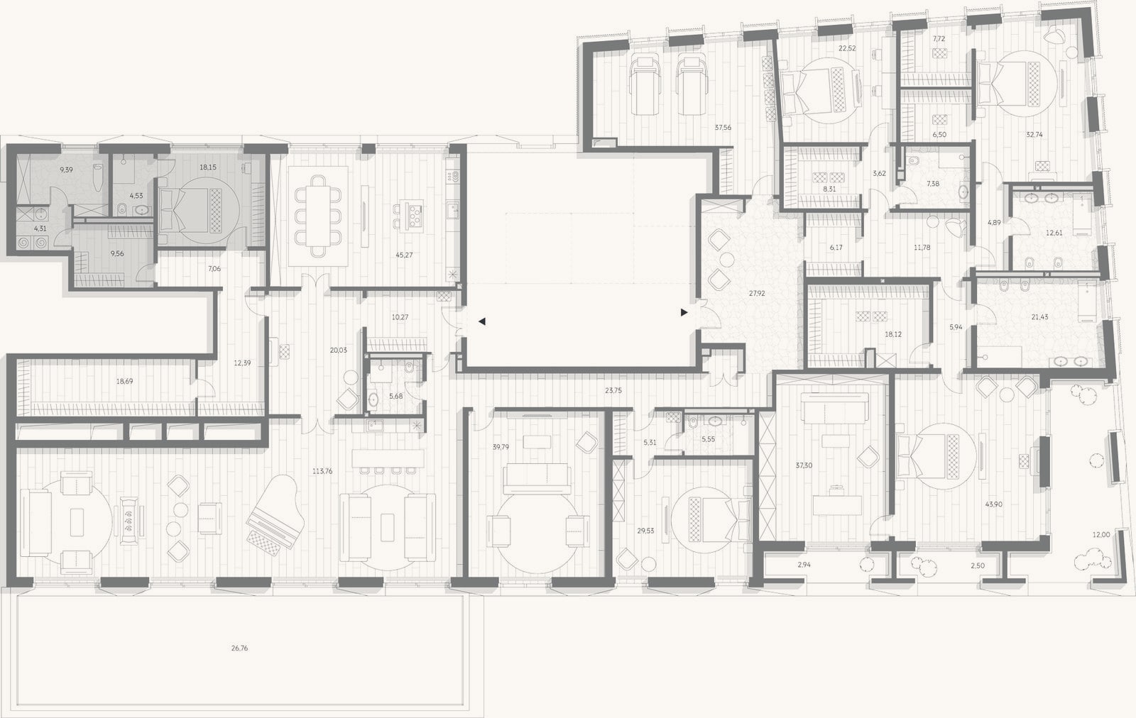 Планировка: 4+ к, 722,9 м²