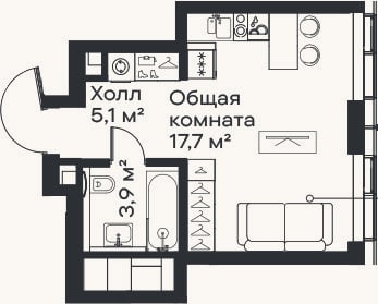 Планировка: Студия, 26,7 м²