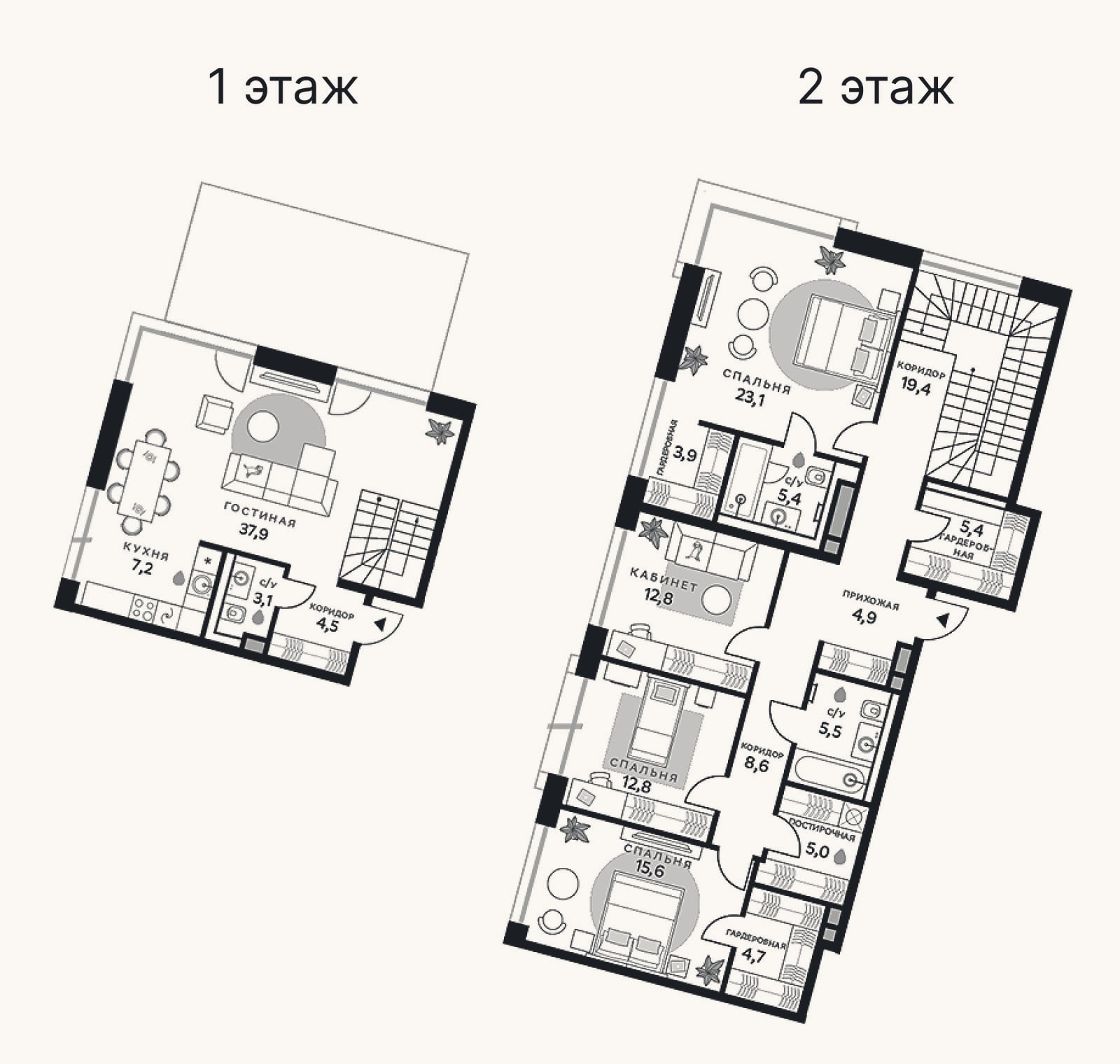 Планировка: 4+ к, 179,8 м²