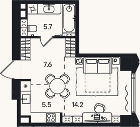 Планировка: Студия, 33 м²