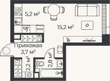 Планировка: Студия, 29 м²