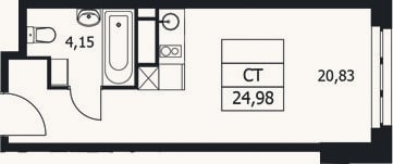 Планировка: Студия, 25 м²