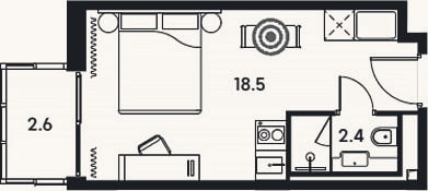 Планировка: Студия, 20,9 м²