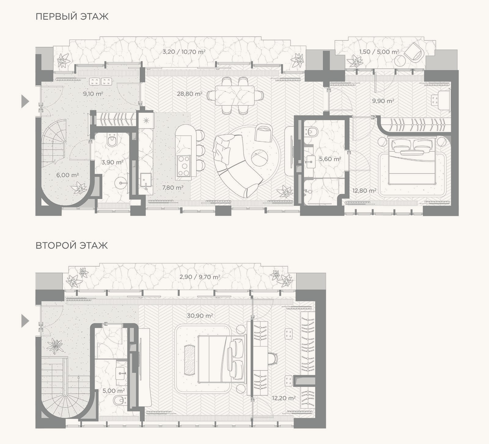 Планировка: 2-к, 132 м²